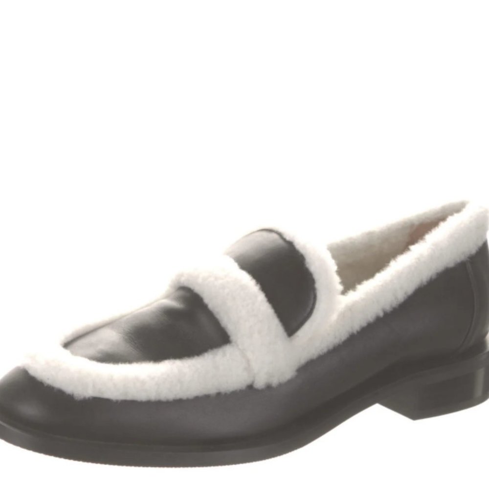 Stuart Weitzman Leather Faux Fur Trim Loafers